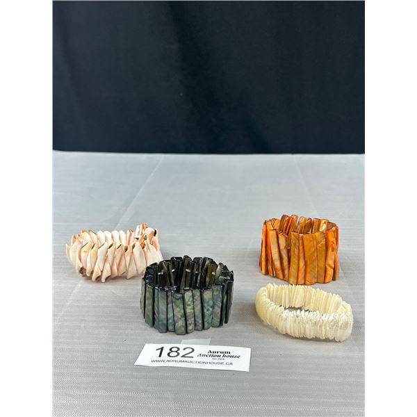 4 Various Mother of Pearl + Seashell Bracelets