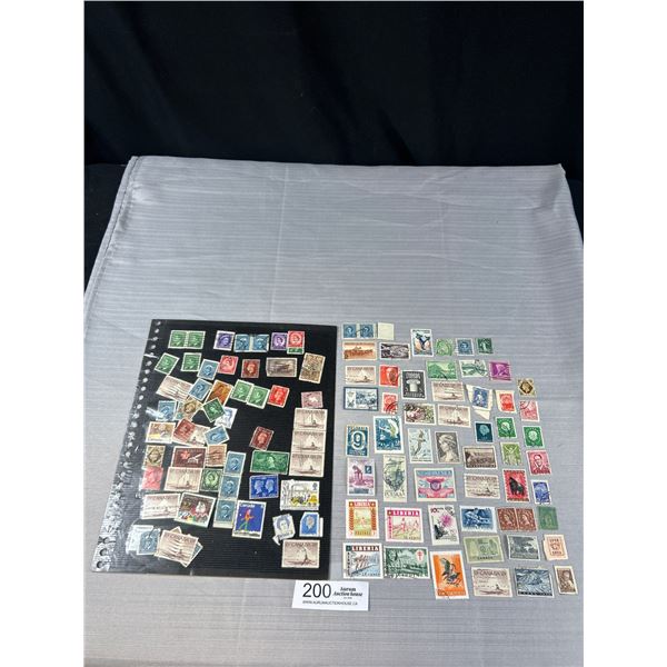 Sheet and Bag of Vintage Canadian Stamps