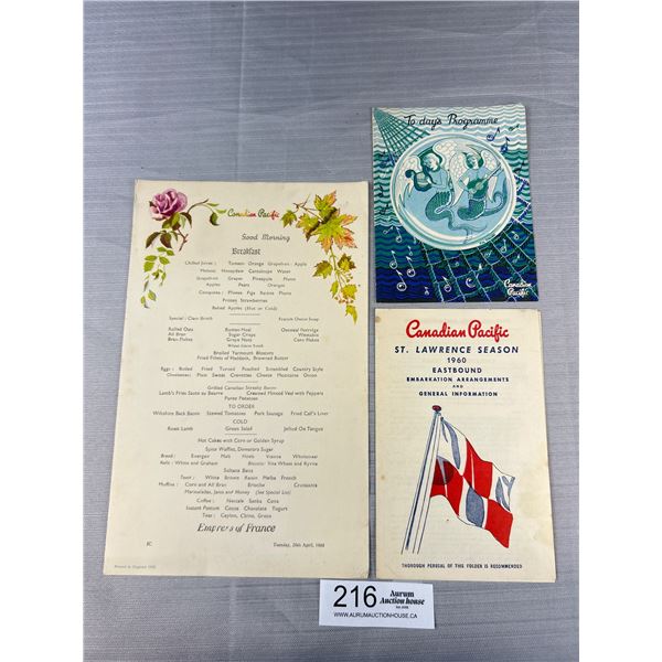 3 Pc Canadian Pacific Paper Lot