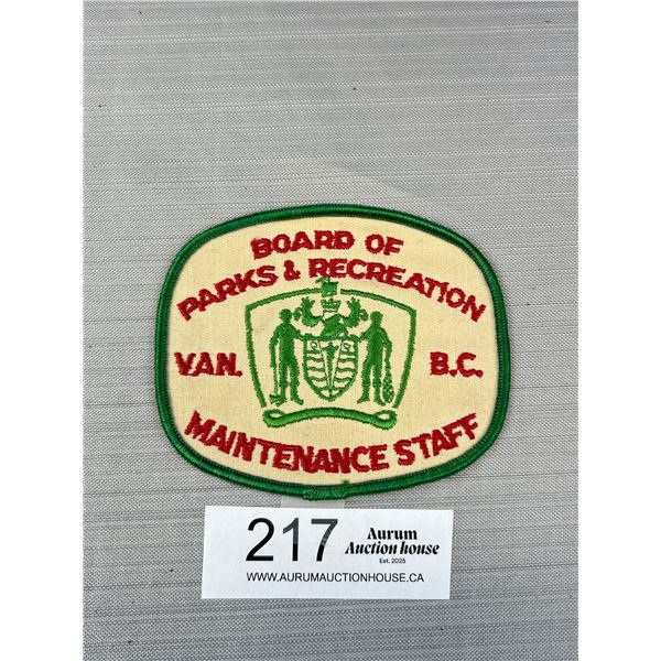 Vintage Cloth Badge 'Board of Parks and Recreation' Vancouver BC