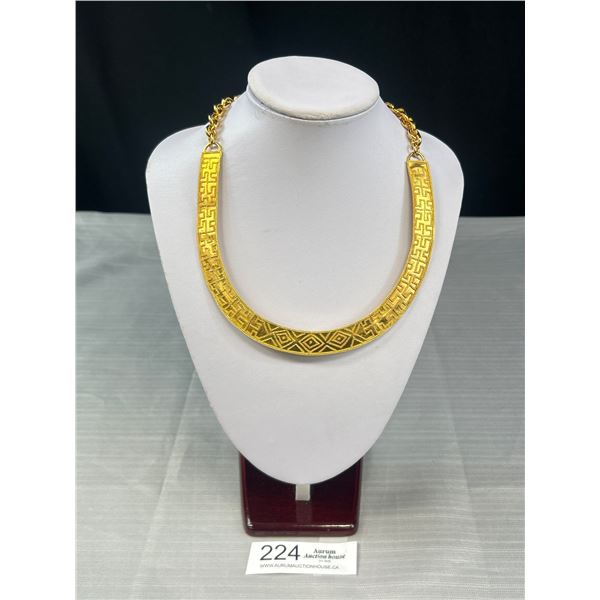 Solid Gold Plated Choker or Bib Necklace Marked MMA WAG