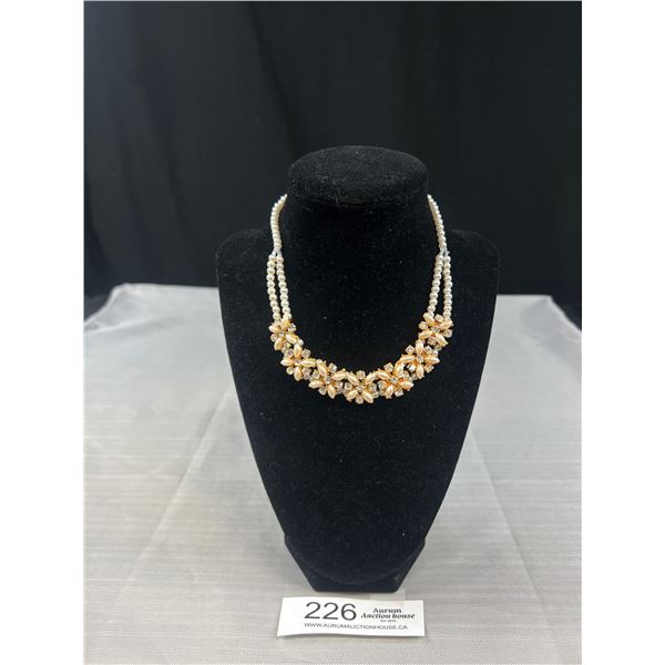 Beautiful Pearls + Rhinestones Choker Necklace