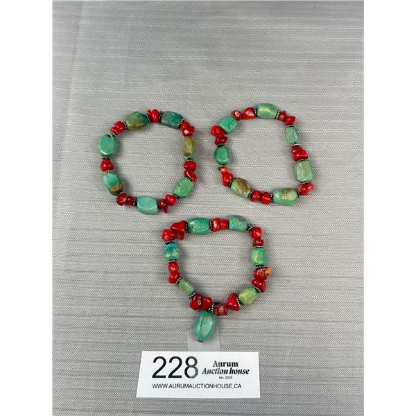 Vintage Genuine Turqouise + Dark Red Coral Necklace