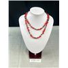 Image 2 : Genuine Branch Dark Red Coral w/ Black Alaskan Diamond Beads Necklace