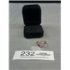 Image 2 : White Gold Plated w/ Pink Stone Ring Marked 18K in Black Ring Box