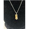 Image 2 : Marked 950 Sterling Silver Chain w/ Genuine Rock Crystal Stone Pendant