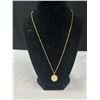 Image 2 : Gold w/ Tiny Stones + Mother of Pearl Center Pendant w/ Chain Necklace Marked P/B
