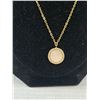 Image 3 : Gold w/ Tiny Stones + Mother of Pearl Center Pendant w/ Chain Necklace Marked P/B