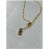 Image 5 : Gold w/ Tiny Stones + Mother of Pearl Center Pendant w/ Chain Necklace Marked P/B