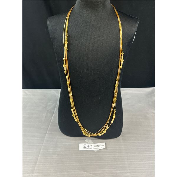 6 Strands Gold Beads Chain Necklace Extra Length in Nice Condition