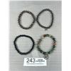 Image 1 : 3 Gem Stone Beads + One Dark Blue Cultured Fresh Water Pearls Bracelets