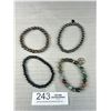 Image 2 : 3 Gem Stone Beads + One Dark Blue Cultured Fresh Water Pearls Bracelets