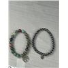 Image 3 : 3 Gem Stone Beads + One Dark Blue Cultured Fresh Water Pearls Bracelets
