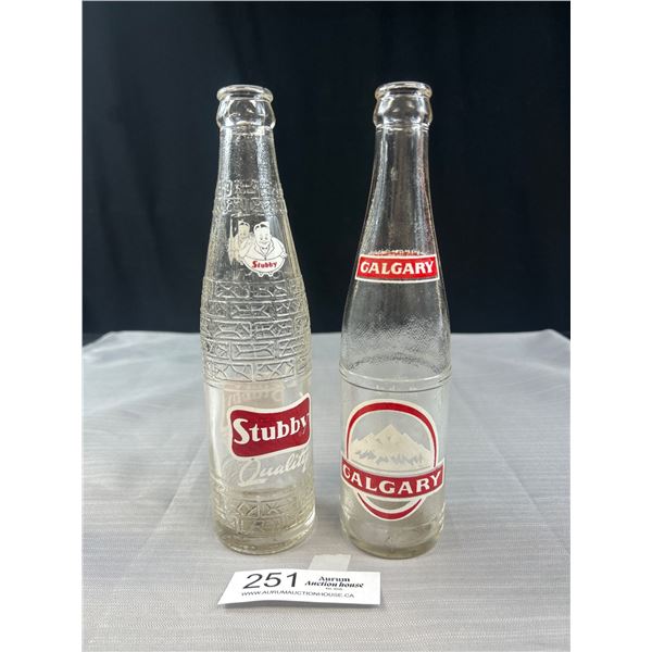 2 Vintage Soda Bottles Calgary Brewing + A Stubby