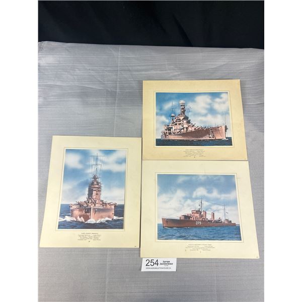 3 WWII Canada Starch Military Pictures (Warships)