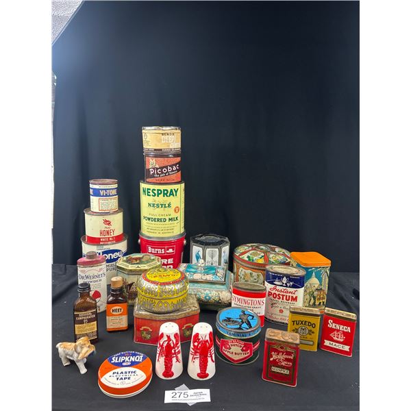 Large Lot of Vintage Collectible Tins