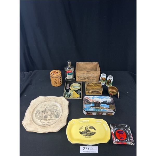 Large Vintage Collectible Lot, Vancouver Plates, Wooden Box, Etc