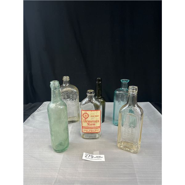 Lot of Antique and Vintage Liqour Bottles, Embossed and Paper Label