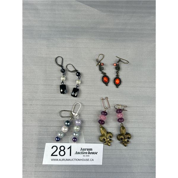 4 Vintage Pairs of Dangle Eearrings