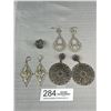Image 1 : 3 Pairs of Vintage Silver Filigree Dangle Earrings + 1 Ring