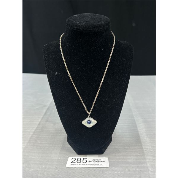 Silver Magic Eye Pendant w/ Chain Necklace