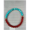 Image 3 : 2 Genuine Turqouise Beads + Cornelian Beads w/ Gold Stretch Bracelet