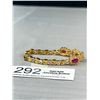 Image 2 : Lovely Gold Plated w/ 3 Ruby Stones Bracelet