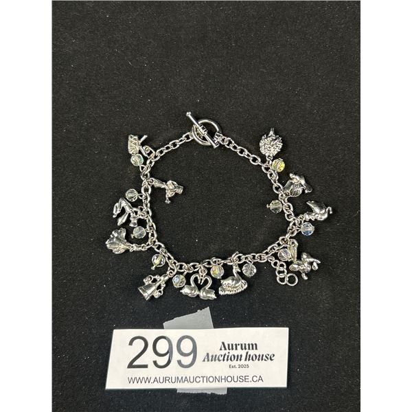 Silver Tone w/ Lot of Charms Bracelet