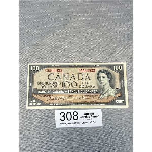 1954 Bank of Canada $100 Banknote
