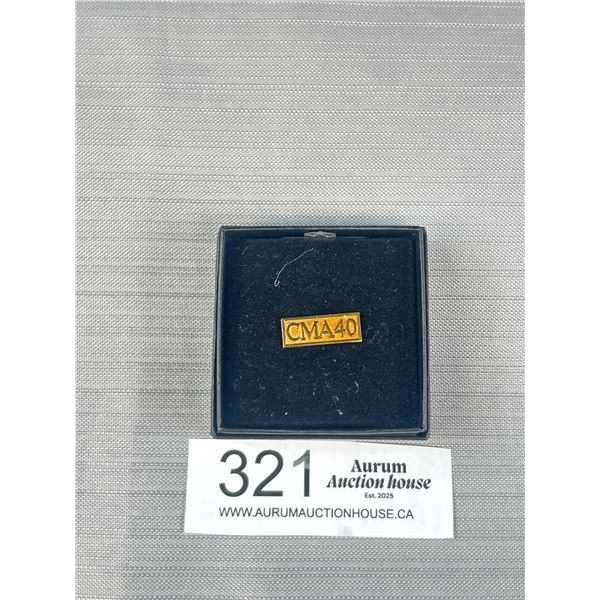 Gold CMA 40 Pin, Marked Williams Just Like New, Original Box