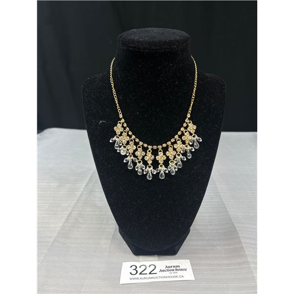 Beautiful Gold w/ Rhinestones and Tassels Necklace