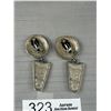 Image 3 : Pair of Vintage Heavy Pewter Clip on Earrings , Marked MYKA