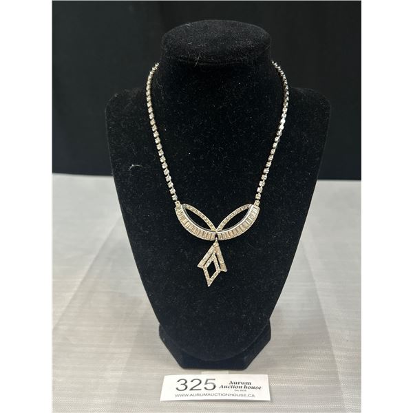 Great Vintage Rhinestones Necklace Marked KEYS