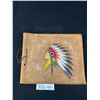 Image 1 : Vintage Leather Photo Album w/ Inidian Chief on Front, From Calgary w/ Few Post Cards