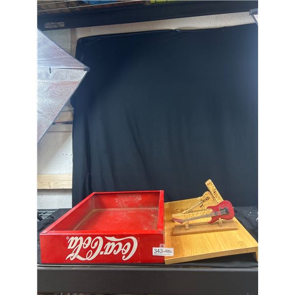 Collectible Lot, Metal Coca-Cola Stand + Custom Wooden Guitar Sheet Music Stand, NO SHIPPING