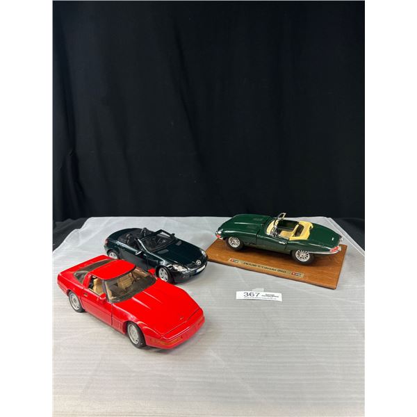 Lot of 3 Diecast Cars, Jaguar, Corvette and Mercedes