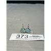 Image 1 : Gold Vermeil 925 Sterling Silver w/ Faceted Blue Stone Pair of Earrings