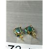 Image 3 : Gold Vermeil 925 Sterling Silver w/ Faceted Blue Stone Pair of Earrings