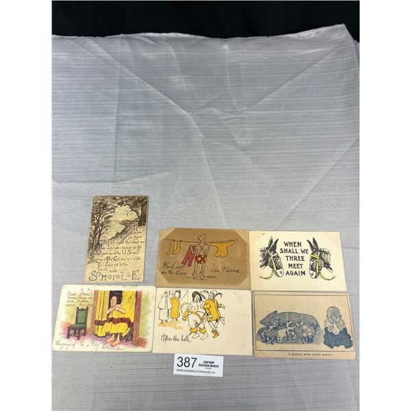 6 Humour Postcards Early 1900s