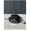 Image 2 : Black Velour Drawstring Purse w/ Colourful Bead Design