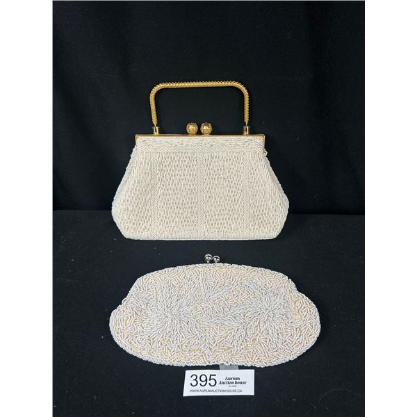 2 Vintage Beaded Purses -Silvertone Strap One is Handbeaded, Etc