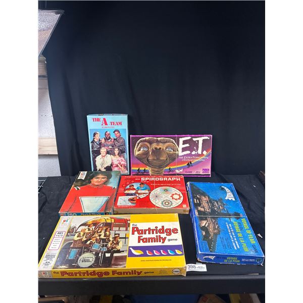 Lot of 6 Vintage Boardgames, Mork and Mindy, The A Team, Etc