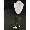 Image 1 : Pretty Goldtone Jewelry Lot - 3 Bangles and 4 Small Pendant Necklaces