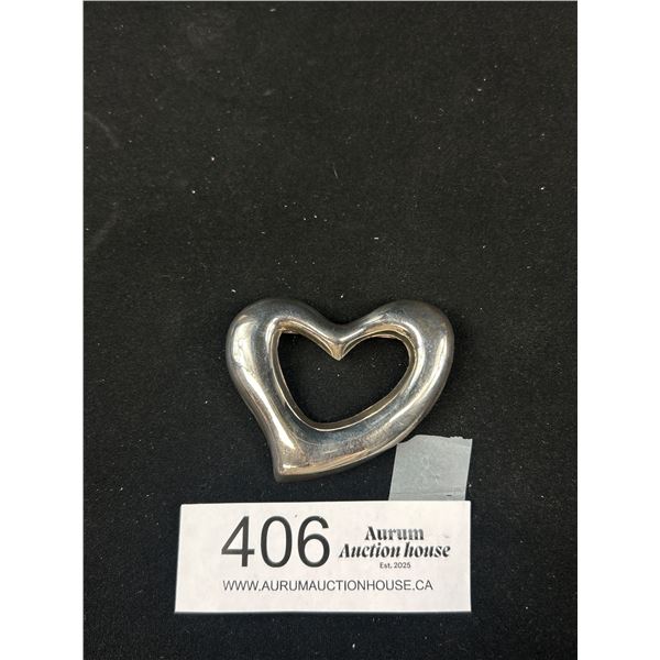 Large Sterling Silver Heart Pednant Heavy 21 Gr