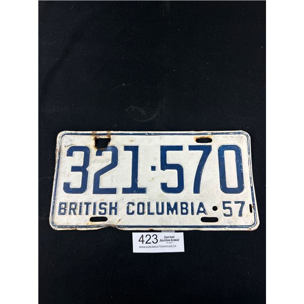 1957 BC License Plate