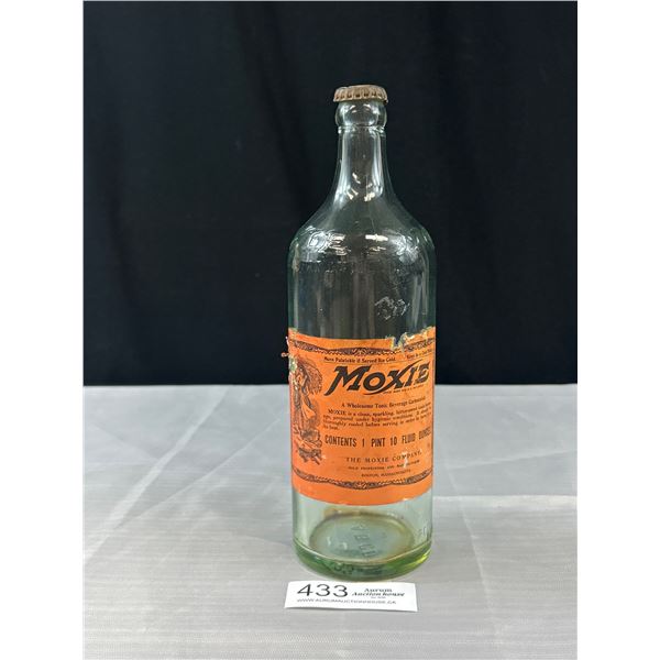 Antique 1 Pint Moxie Soda Bottle Paper Label