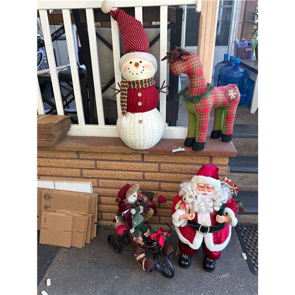Lot of 4 Christmas Displays Tallest Being 2 Ft Tall, Santa Clause, Snowman NO SHIPPING