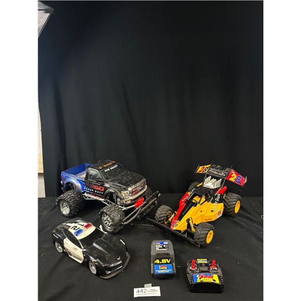 Box of Toy Trucks, Remote Control, Etc