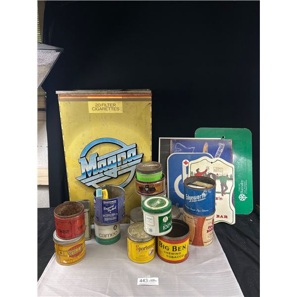 Large  Tin Magna Cigarette Ashtray Advertisement plus other Tins No Shipping