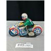 Image 5 : Wind Up Motorcycle and Rider Tin Toy